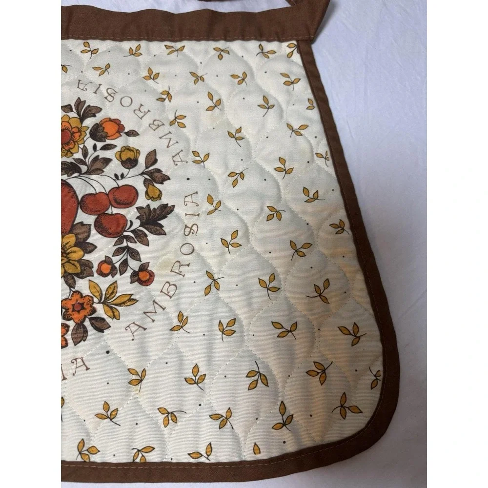 Vintage Half Apron Retro Ambrosia Apple Floral CSC 1979 Homesteading Ties
